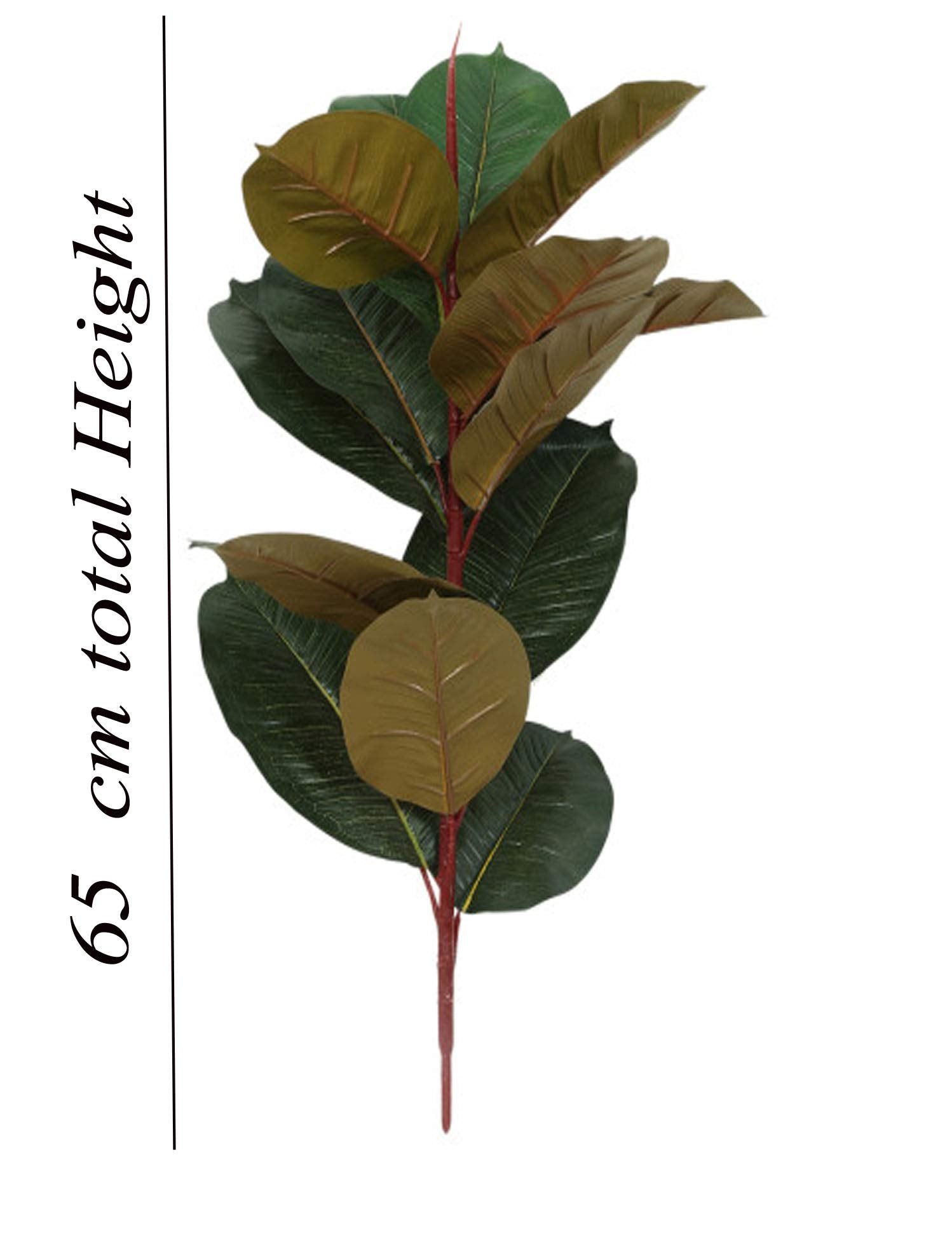 Fourwalls Artificial Rubbrr Floor Plant Without Pot (75 Cm Tall, Green/Red)