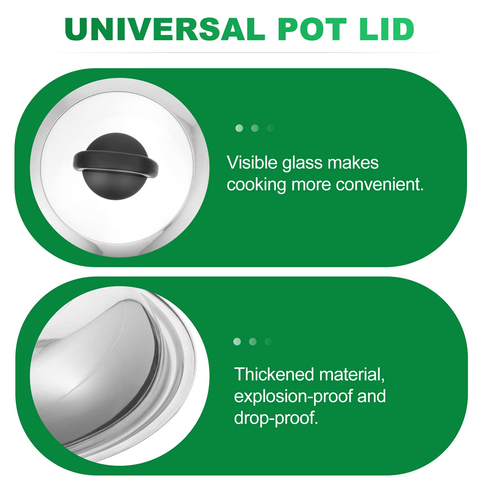 Universal Lid For Pots Pans And Skillets - One Lid Fits All 8.25-12 Inch Pots Frying Pans Skillets Woks, Replacement Pot Lid
