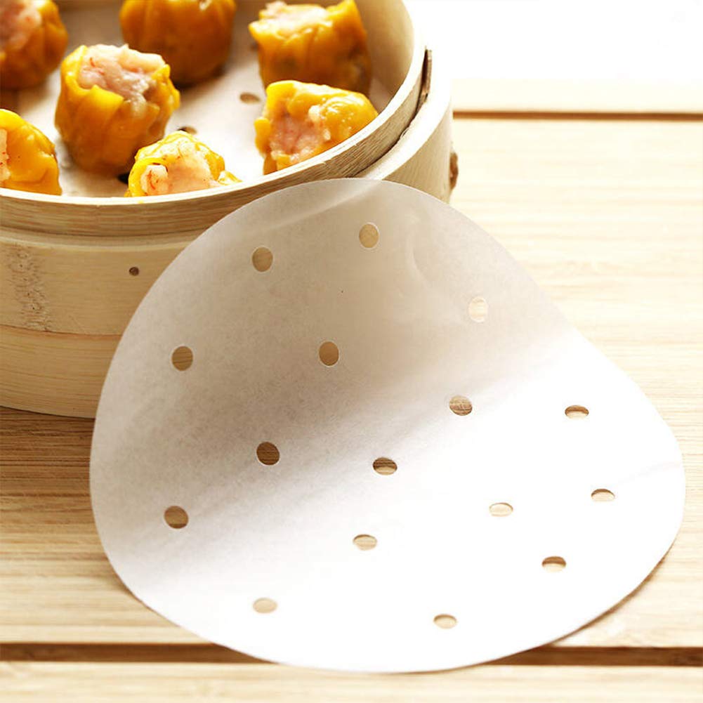 Minesign 100 Count Perforated Parchment Paper Bamboo Steamer Liners For 10 Inch Air Fryer Parchment Paper