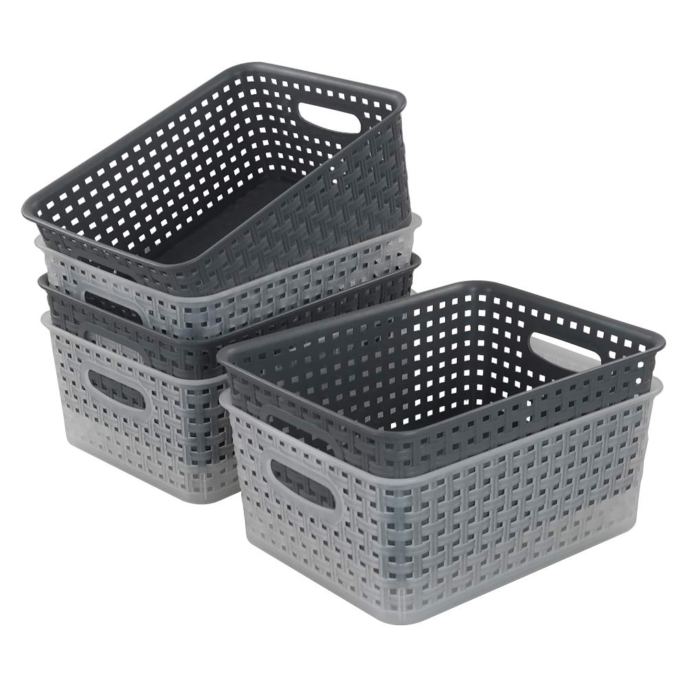 Annkkyus 6-Pack Small Weave Basket Bins, Plastic Basket For Storage