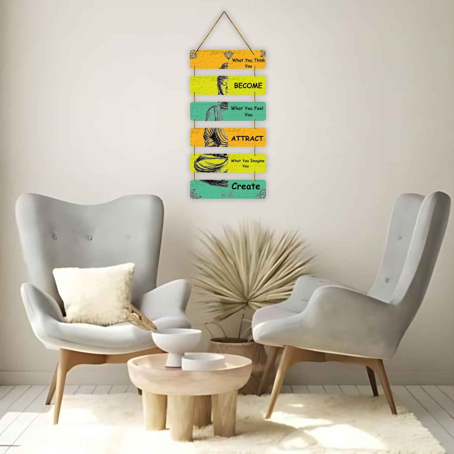 Positive Vibe Lifestyle Glass Buddha Wall Decor Wall Hanging For Homne Decoration Wall Decoration Items For Living Room Decorati