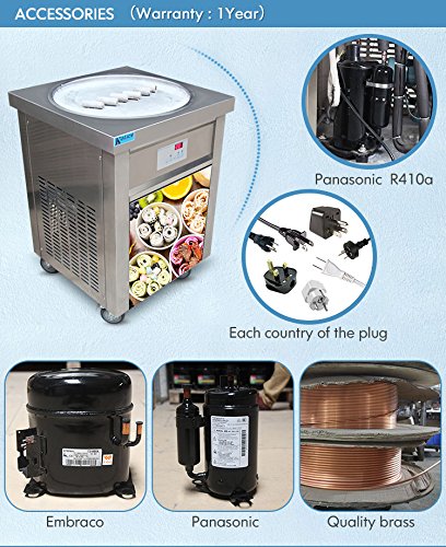 Kolice Commercial Etl Ul Nsf Us Franchise 22'' Single Round Ice Pan Fry Ice Cream Machine,Fried Ice Cream Machine,Roll Ice Cream