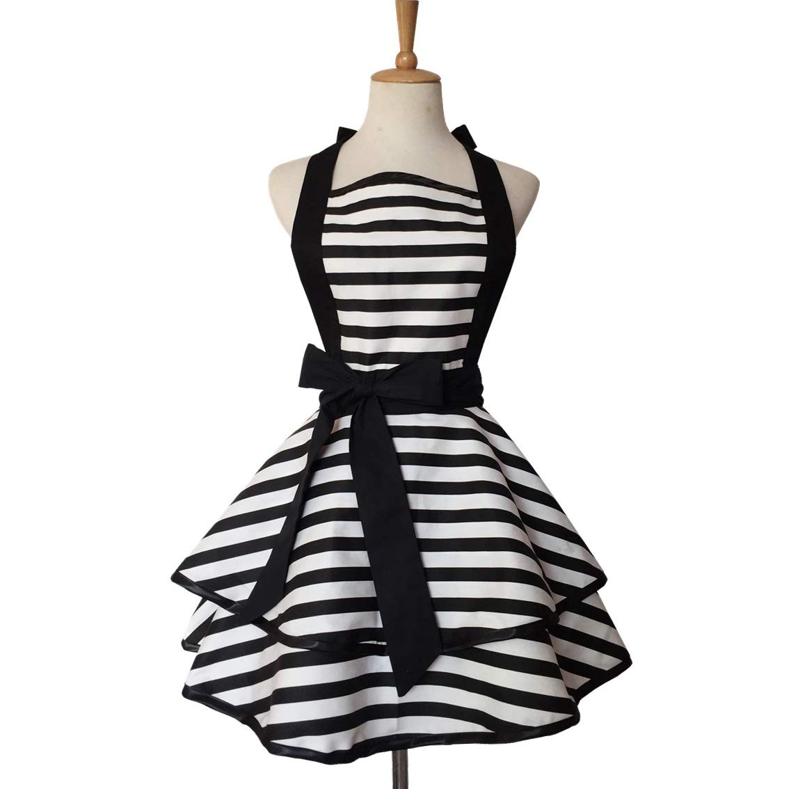 Hyzrz Lovely Handmade Cotton Retro Aprons For Women Girls Cake Kitchen Cook Apron For Mother 'S Gift (Black)
