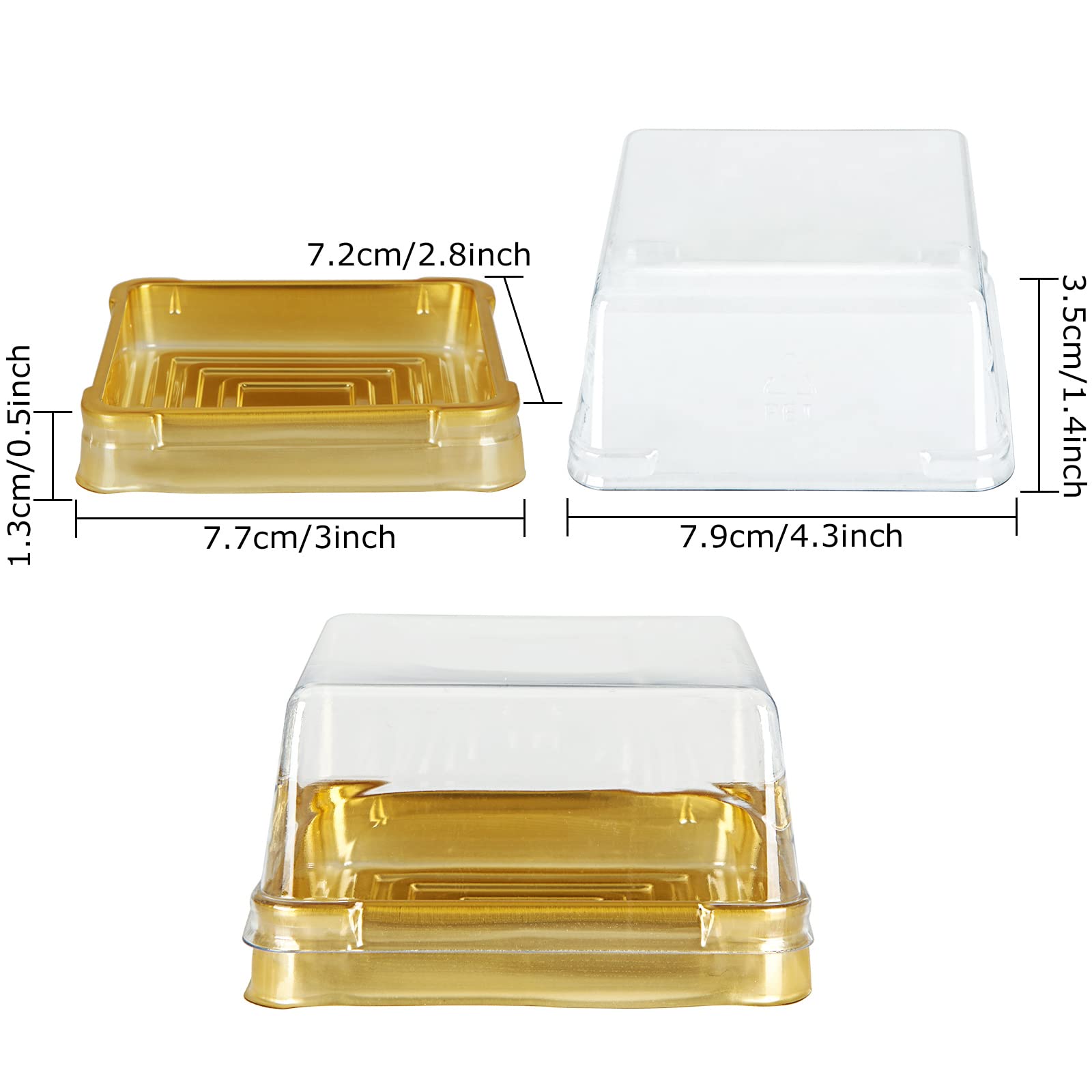 100 Pcs Mini Cupcake Container Clear Plastic Cupcakes Boxes Mooncake Boxes Muffin Pod Dome Muffin Single Cupcake Holders Individ