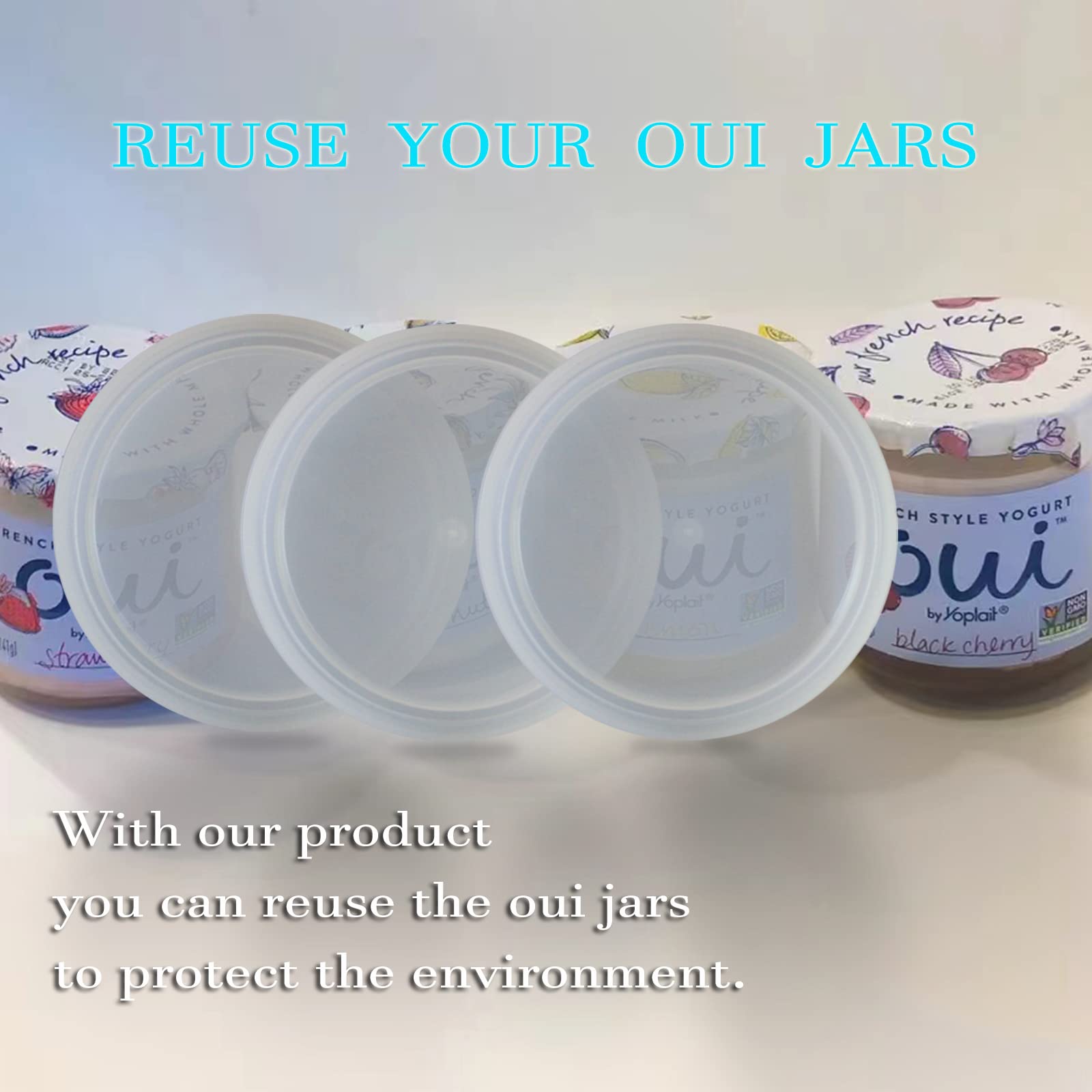 gocola Yogurt Jar Lids - 12 Pack Clear Plastic Lids for Oui Containers