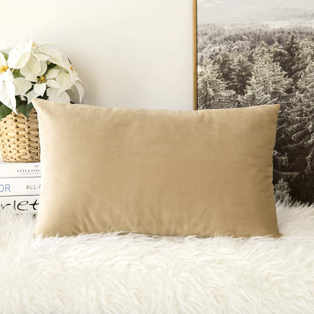 Miulee Velvet Soft Soild Decorative Square Throw Pillow Cover Cushion Case For Sofa Bedroom Car 12 X 20 Inch 30 X 50 Cm