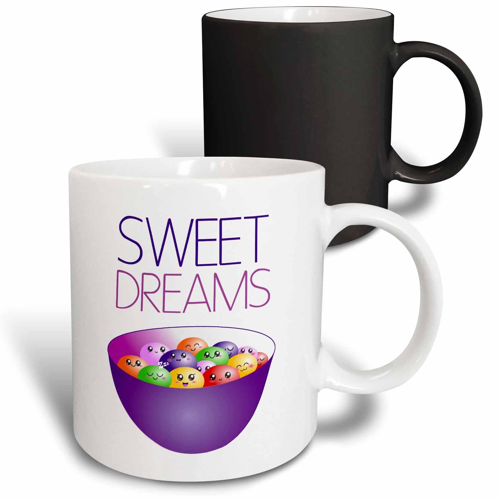 3dRose Sweet Dreams bowl of smiling candy jelly beans - cute kawaii purple cartoon bedroom nursery bedtime 11oz Magic Transformi