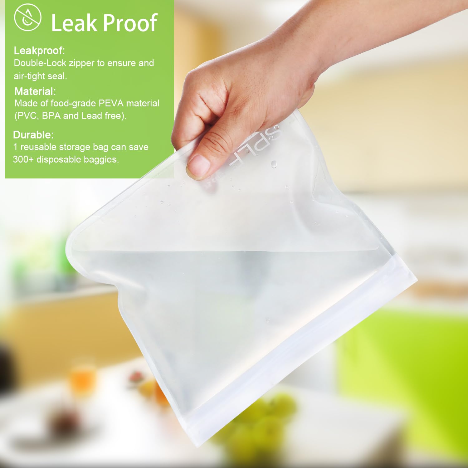 SPLF 10 Pack Reusable Sandwich Bags, Reusable Quart Bags Extra Thick Leak-proof Freezer Bags Bpa and Silicone Free for Marinate