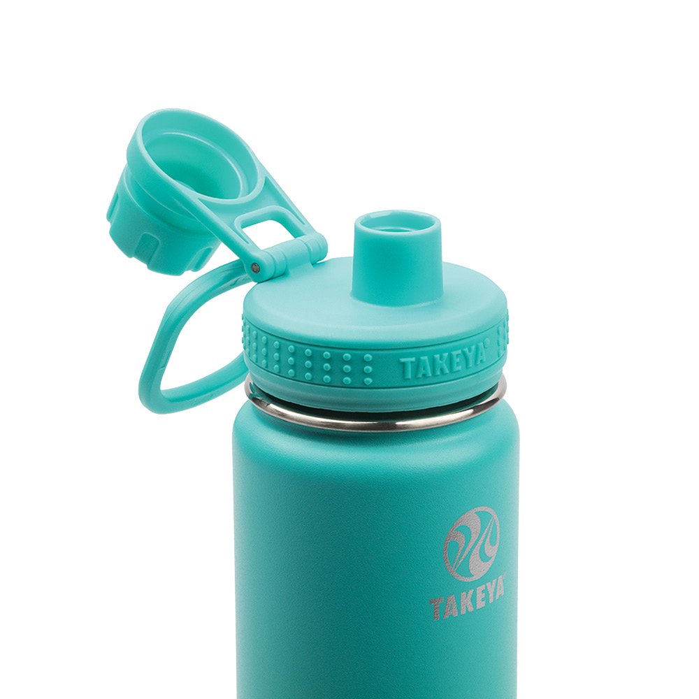 Takeya Actives Insulated Stainless Steel Water Bottle With Spout Lid, 18 Ounce, Teal