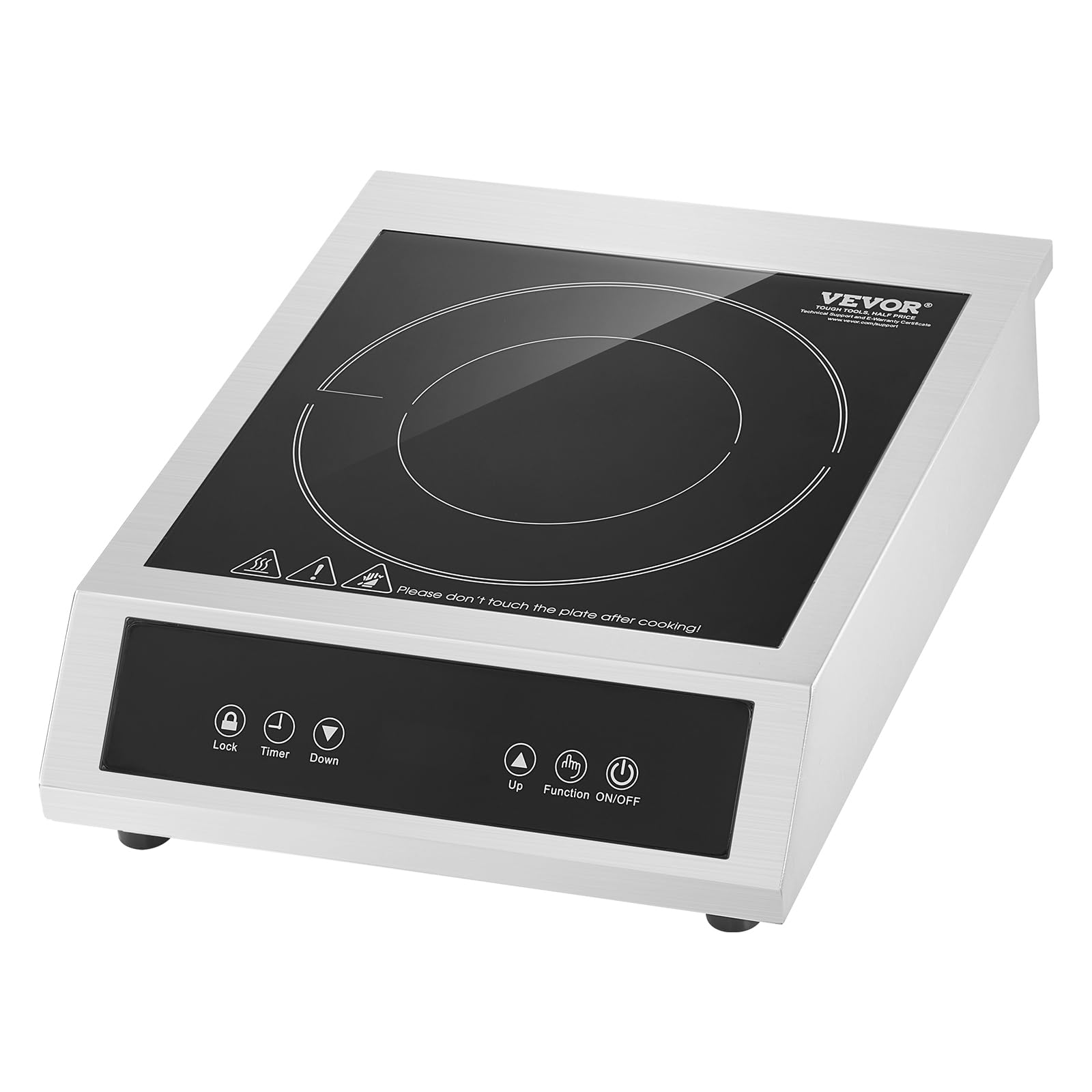 VEVOR Induction Cooktop, 3500W Commercial Induction Burner with 11-Level Temperature, Stainless Steel Countertop Induction Hot P