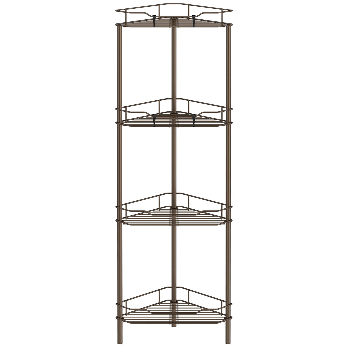 Huggiegems 4 Tier Floor Standing Corner Shower Caddy Organizer Shelf With Hooks, Bathroom Shelves Stand Rack, Bronze