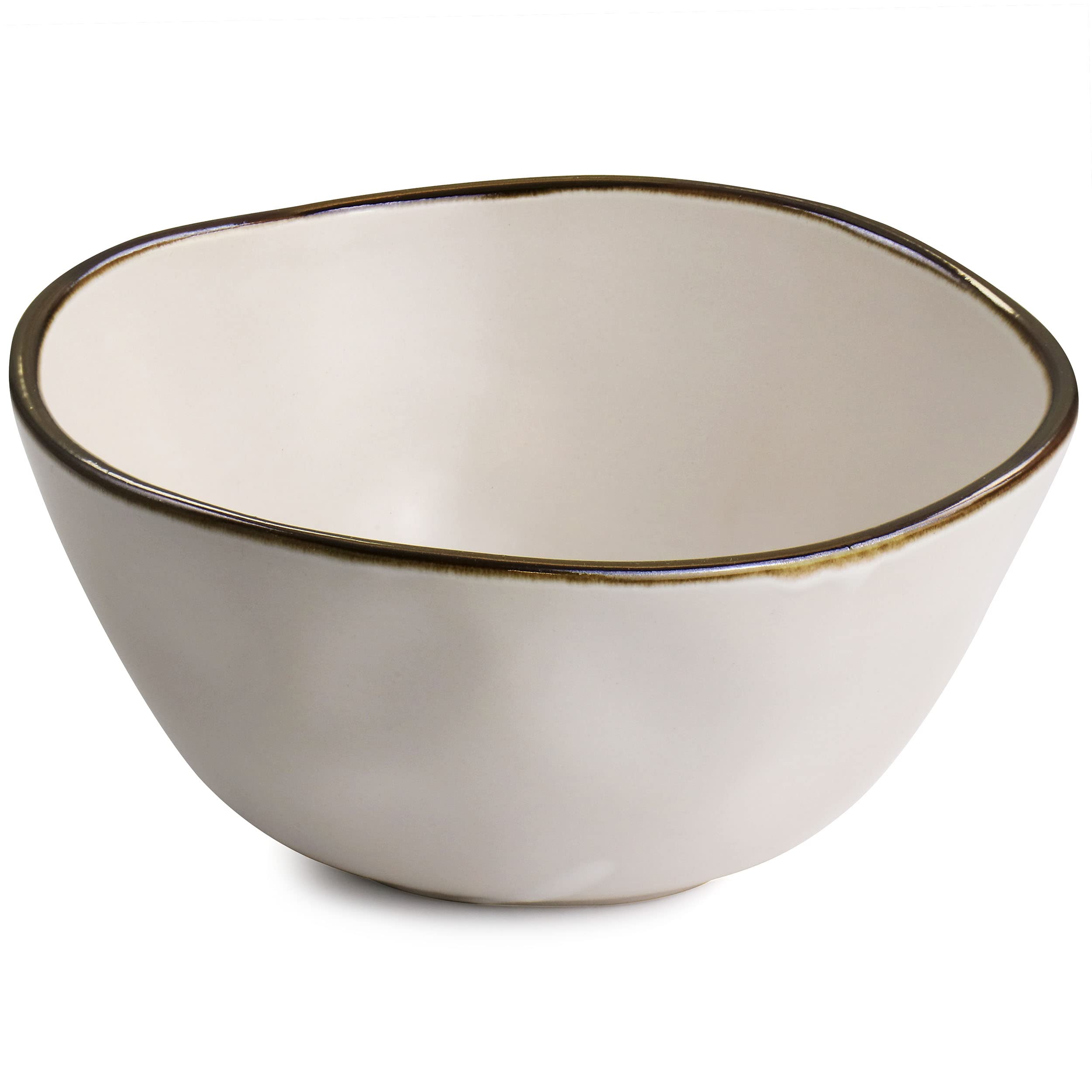 Elama Modern 16 Piece Stoneware Dinnerware Set in Matte White with Gold Rim, (ELM-MATTE)