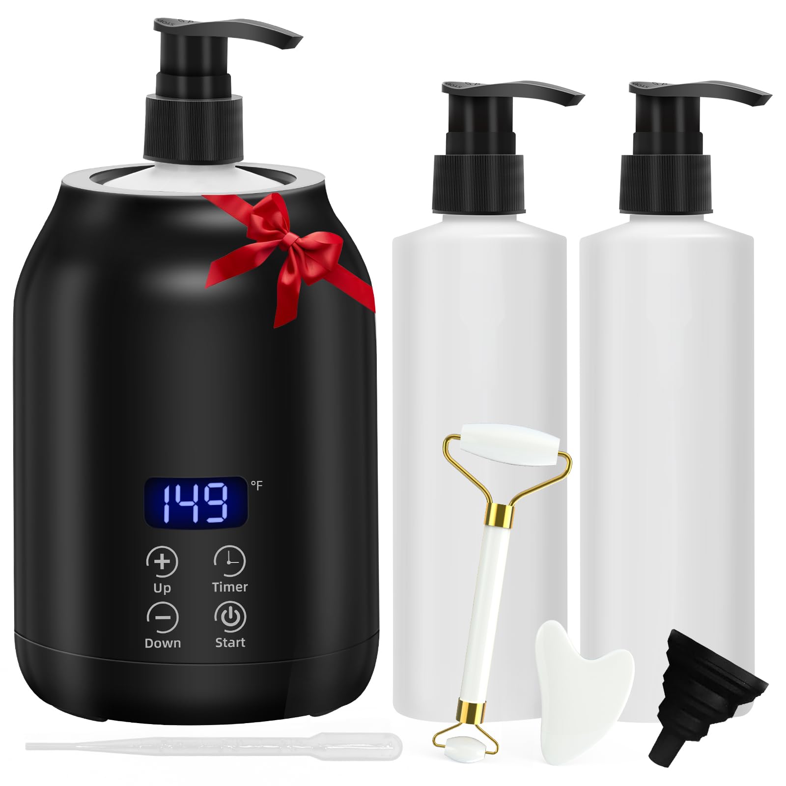 Massage Oil Warmer With Gua Sha Roller Set, Yofuly Professional Oil Warmer For Massage With Two Dispenser Bottles, Portable Elec