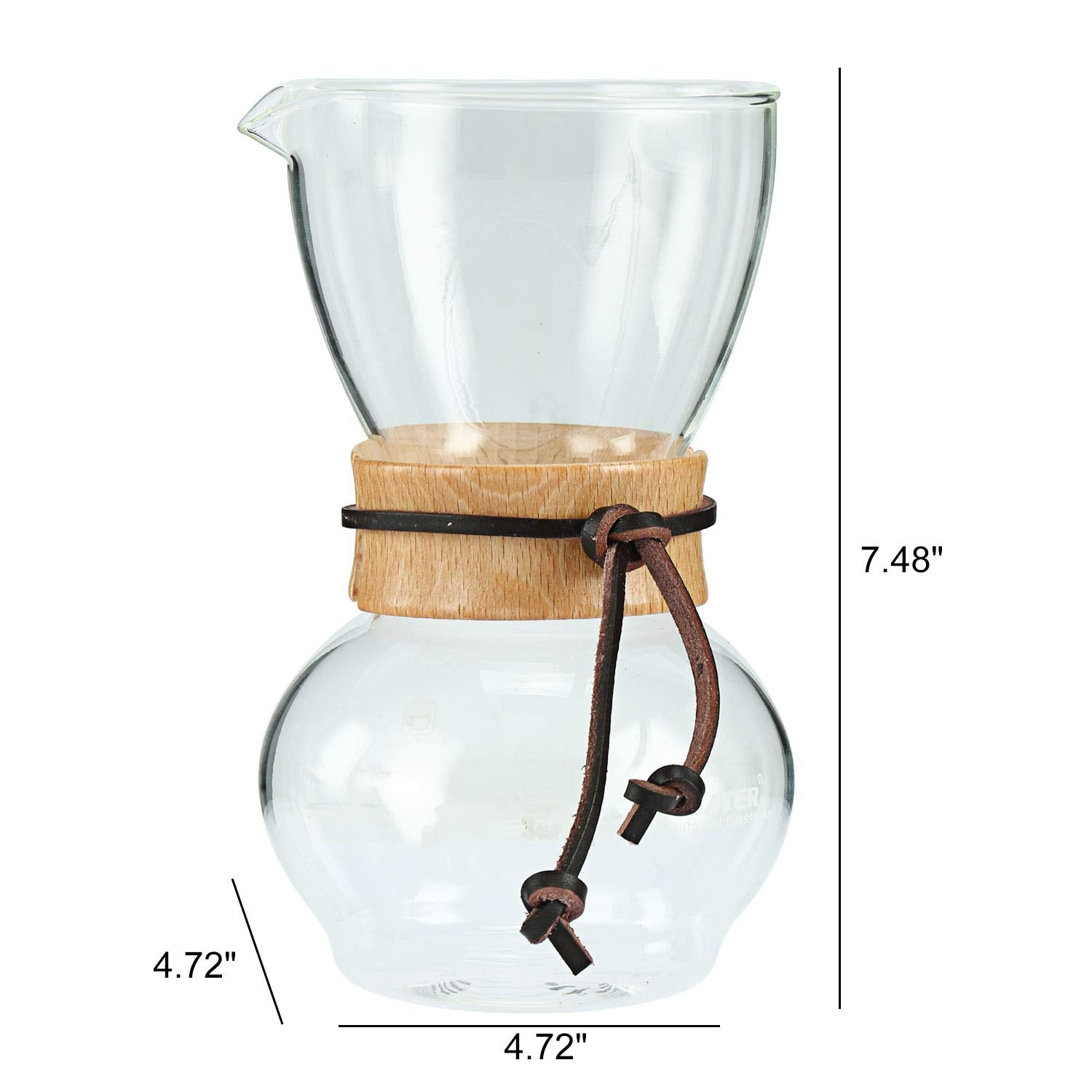 Homend Woodneck Coffee Brewer 480Cc 3-4Cups Coffee Maker, Woodneck Coffee Drip Pot Heat Resist Glass Coffee With 1 Extra Filter