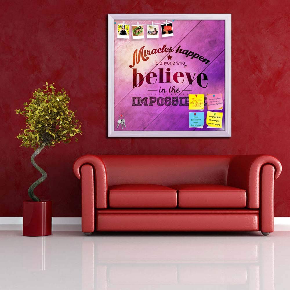 ArtzFolio Typographic Art D3 | Bulletin Board Notice Pin Board | Vision Soft Board Combo with Thumb Push Pins & Sticky Notes | W