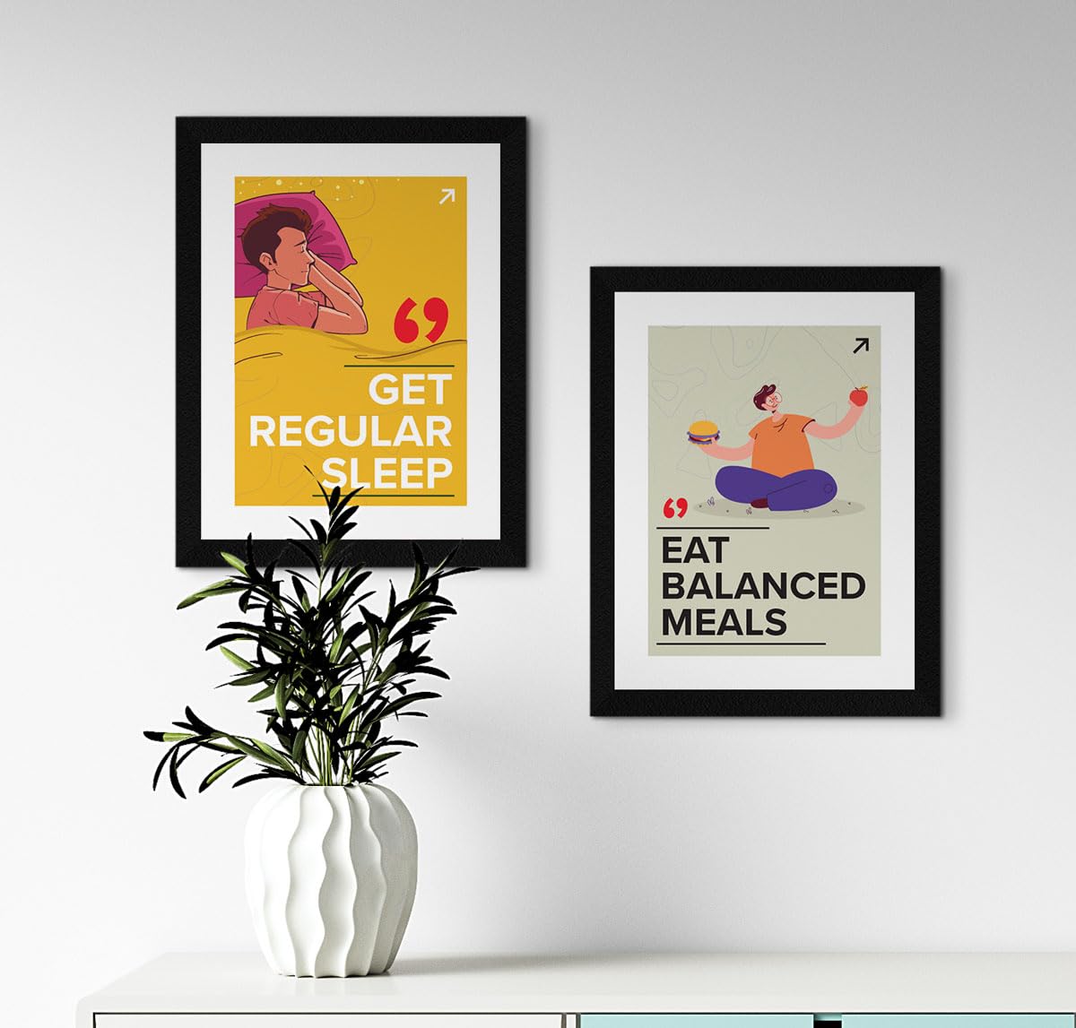 ArtX Paper Big Health Quotes Wall Frame Art Painting, Multicolor, Inspirational, 10X13 inches each, 20 X 26 inches combined, Set