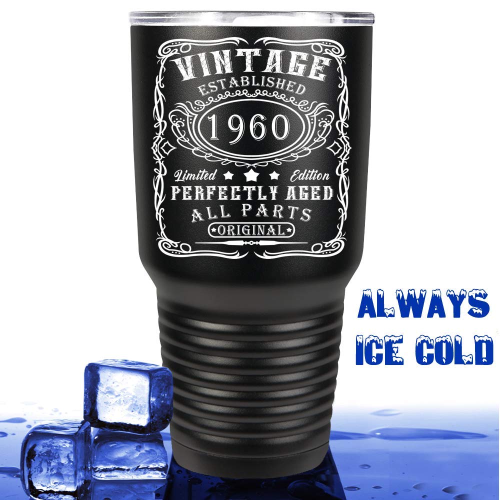 1960 Limited Edition All Parts Original 60Th Birthday On Black 30 Oz Stainless Steel Tumbler