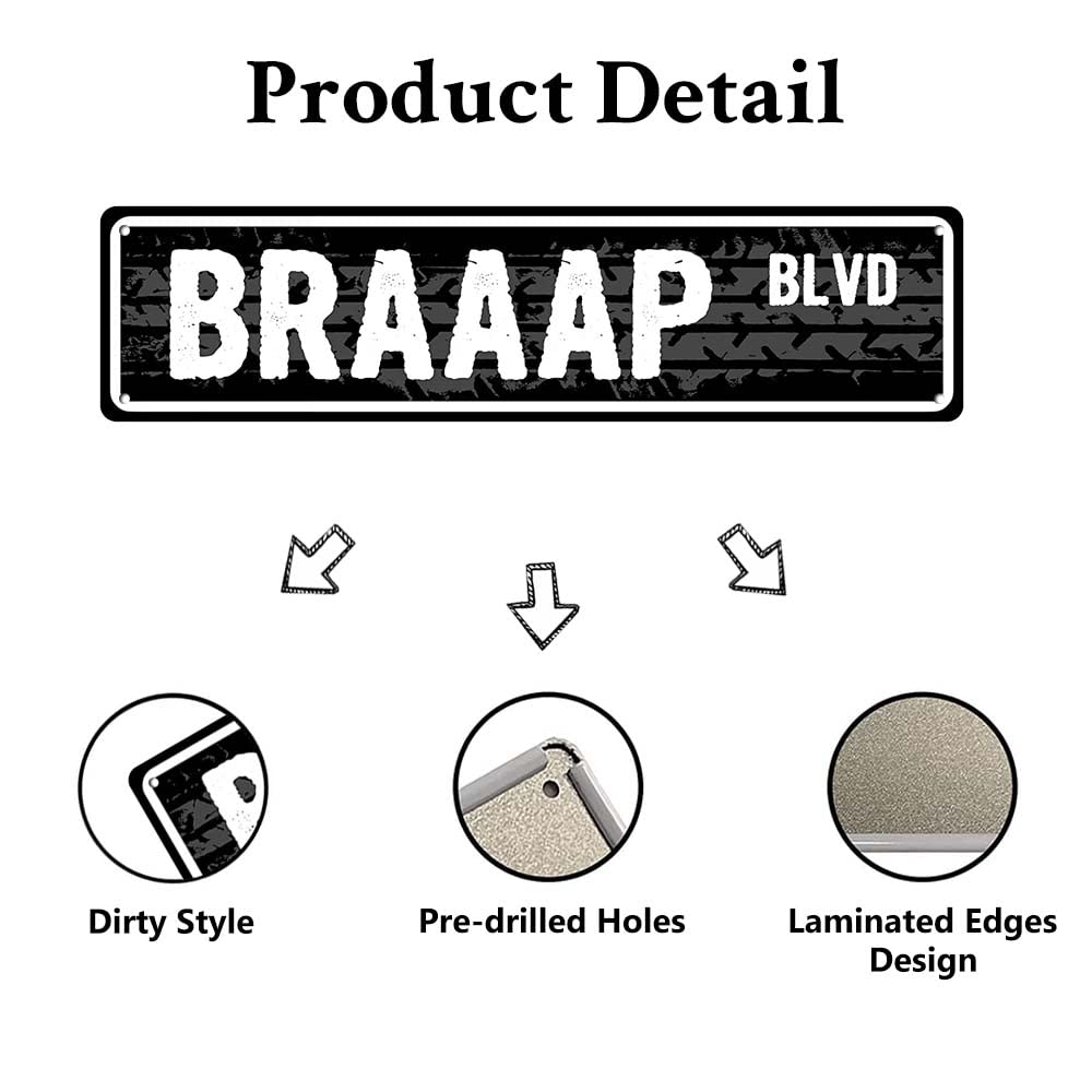 Metal Signs Braaap Blvd Street Motocross Motorcycle Racing Racer Rider Trials Off Road Dirt Bike Enduro Rally Mechanic Man Cave