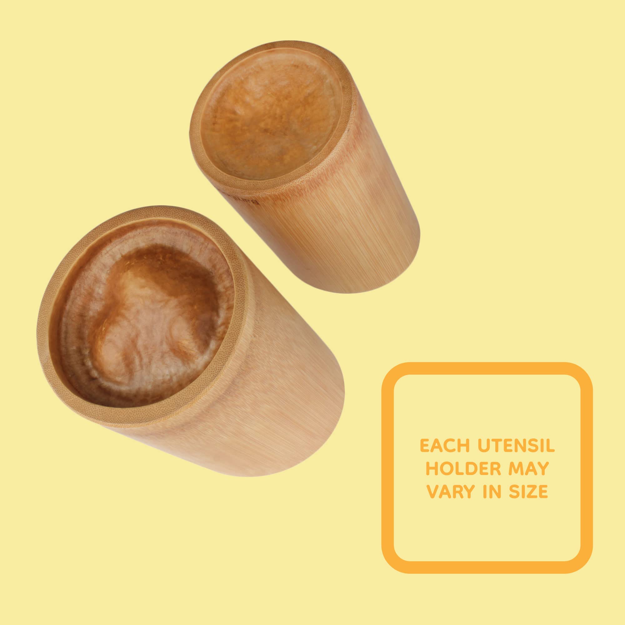 Bamboomn Bamboo Kitchen Utensil Holder For Countertop, Utensil Crock For Cooking Utensils - 7'' X 4'' - Carbonized Brown - 3 Pie