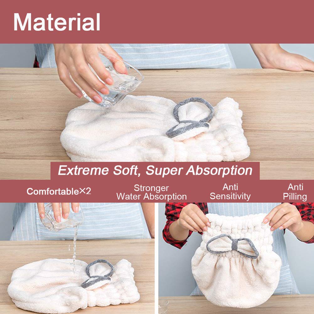 Jseng [New Upgrade] Microfiber Hair Drying Towel Cap, Extrame Soft & Ultra Absorbent, Fast Drying Hair Shower Cap for Girls and