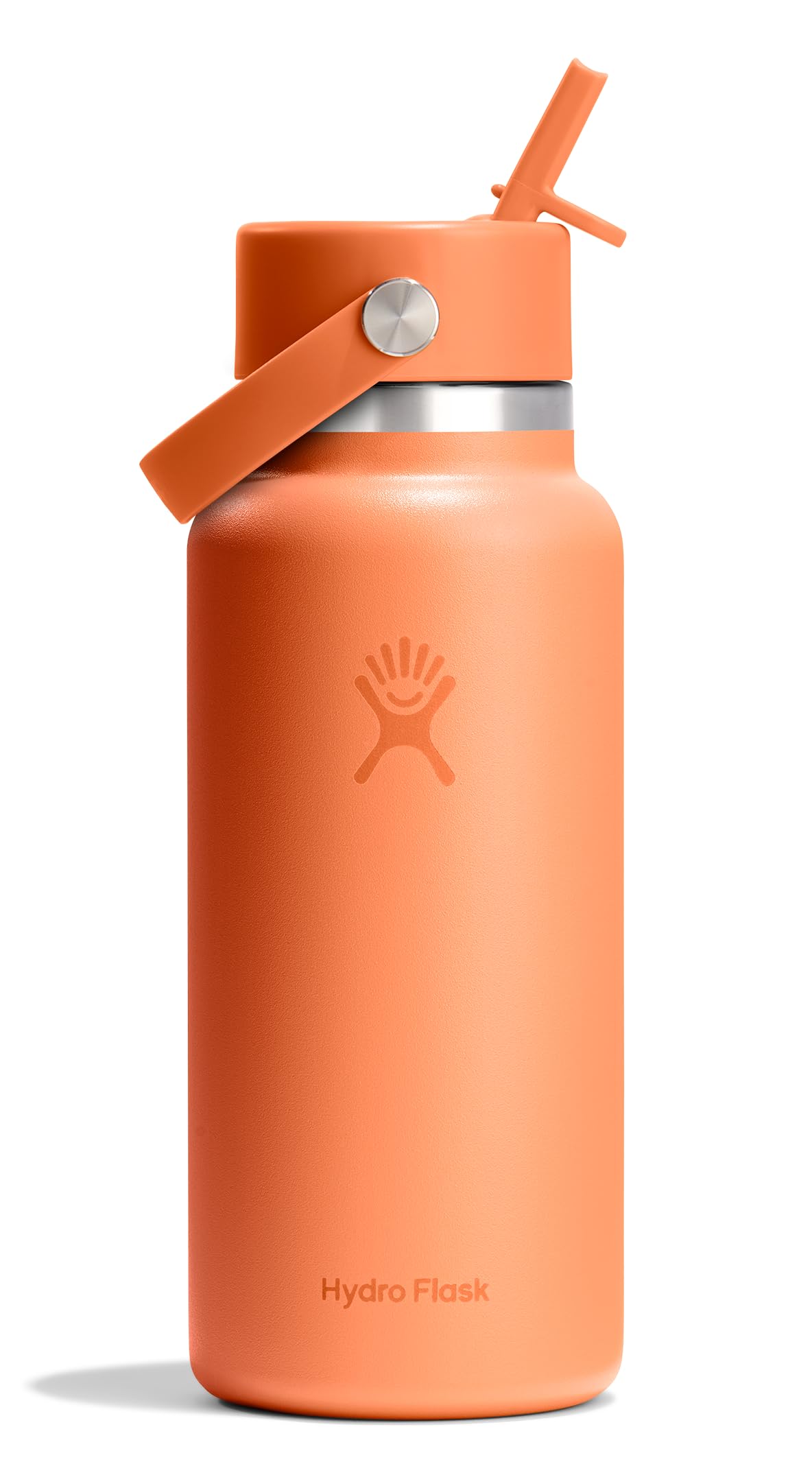 Hydro Flask Water Bottle - Insulated Stainless Steel - Wide Mouth Flex Straw Lid, Non Spill, Leakproof and Refillable in 32 Oz N