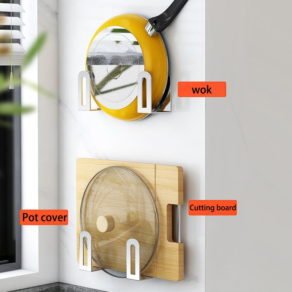 Self Adhesive Stainless Steel Pan Cover Racks ,Pantry Organization Rack, Cutting Board Storage , Pot Lid Holder