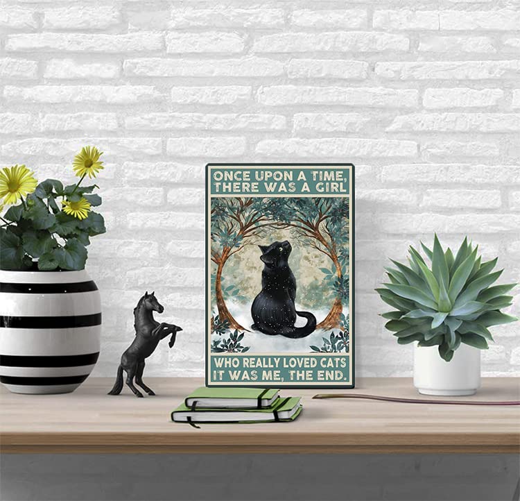Bestylez Funny Black Cat Signs Cat Pictures Cat Poster Wall Decor, Cat Lover Gifts For Women Girl - Once Upon A Time There Was A
