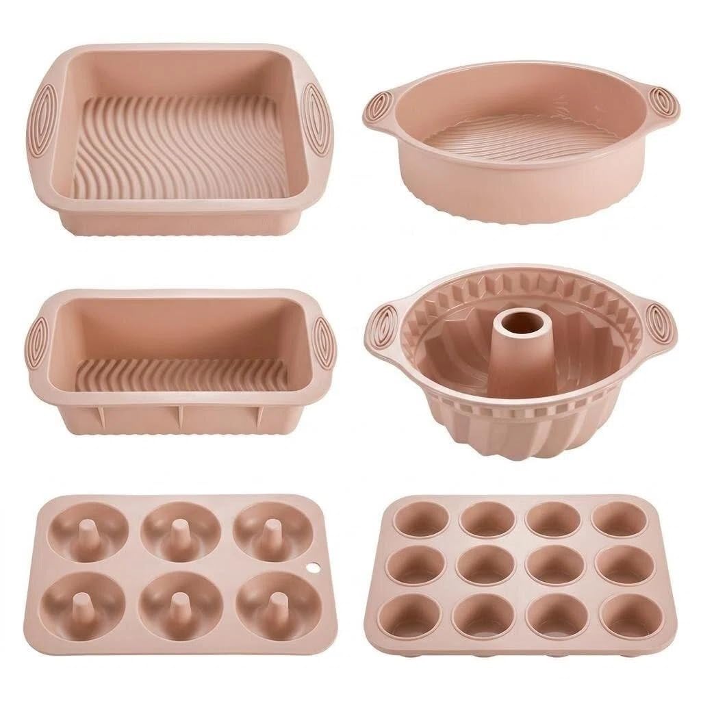 Nonstick Silicone Bakeware Set, 6 set Baking Cake Pan, Economical BPA Free Heat Resistant Bakeware Tools for DIY Loaf Bread Chee