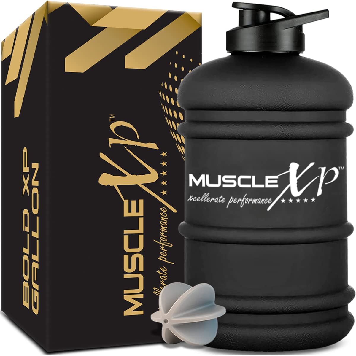 Musclexp Boldxp Gallon Water Bottle 1.5 L, Gym/Bcaa/Protein Shaker Bottle, With Blender Ball, Leakproof, BpaFree, Black