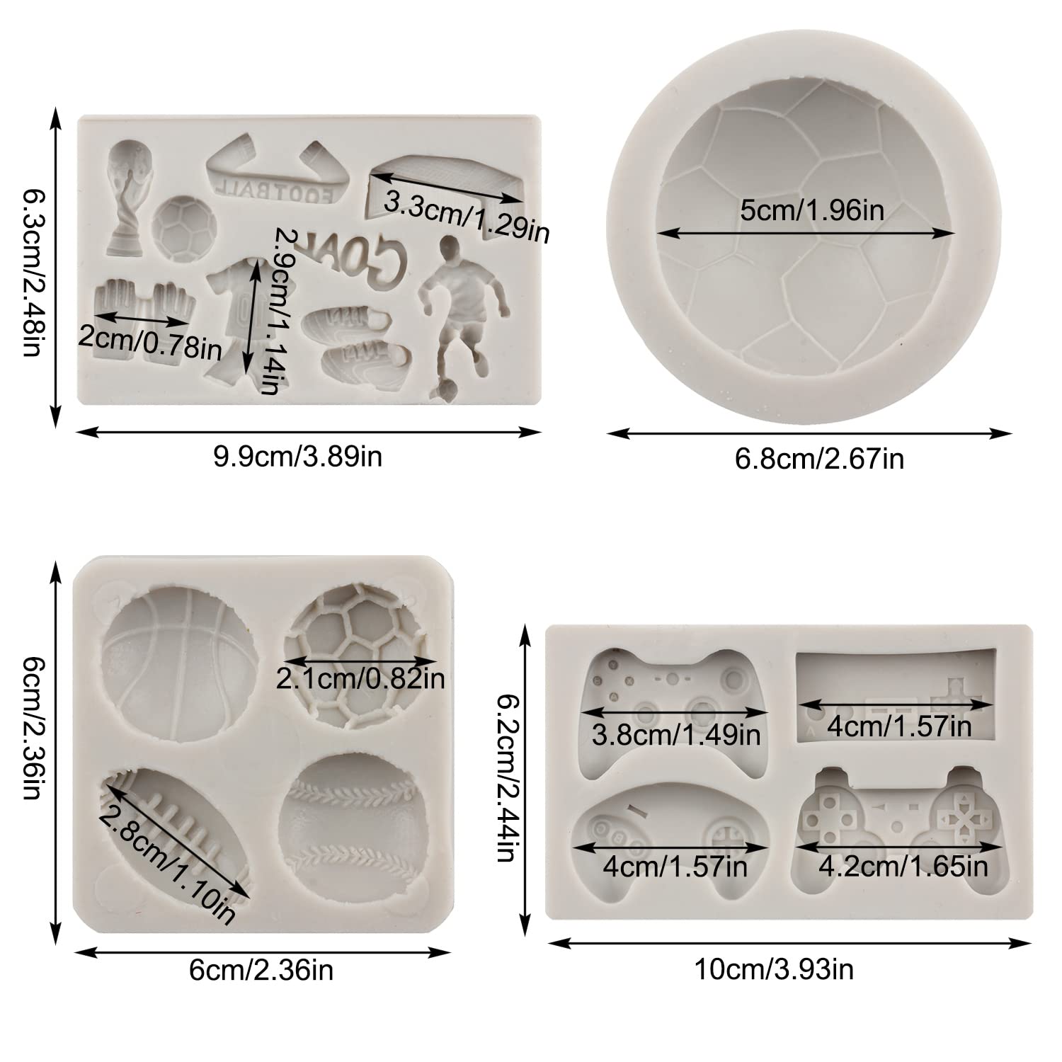 Mypracs Football Game Controller Silicone Fondant Molds For Cake Decoration Cupcake Topper Candy Chocolate Gum Paste Sugar Craft