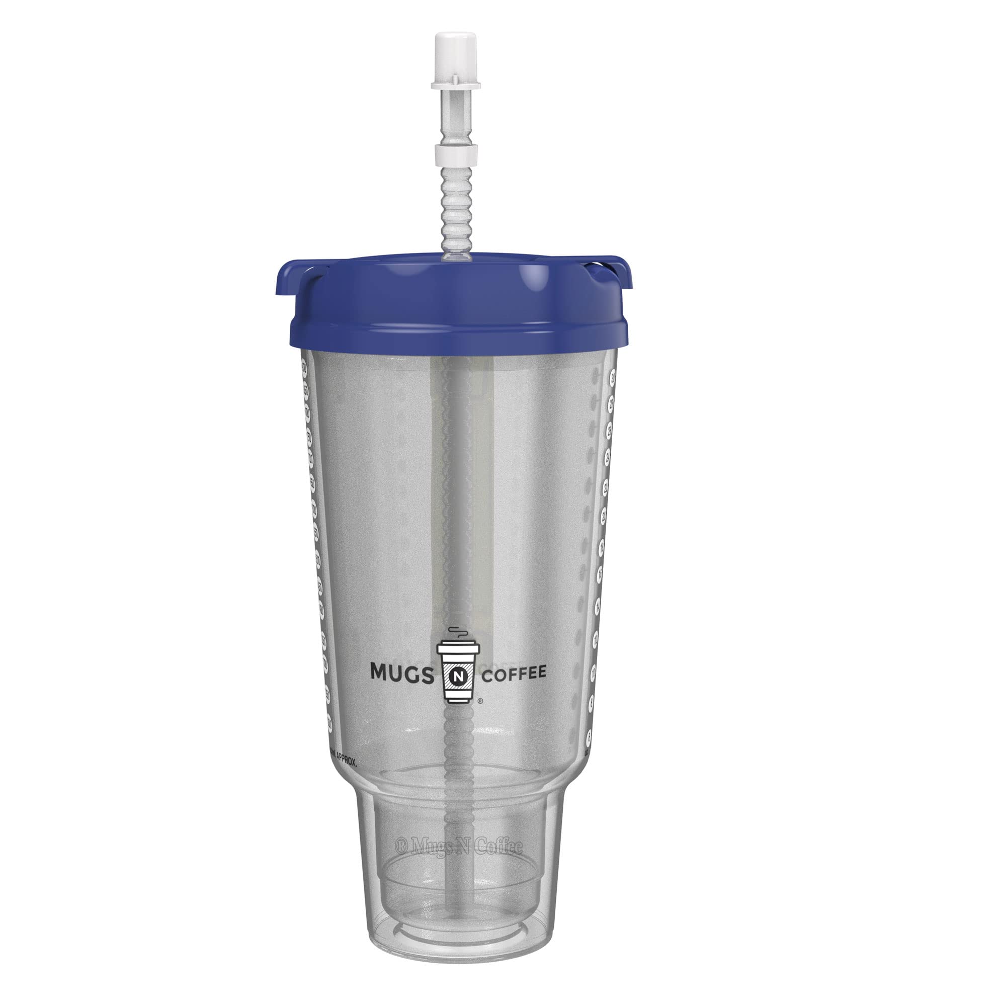 32 Oz Double Walled Hospital Mug With Straw - Car Mug Fits In Most Cup Holders | Travel Mug (Dark Blue)