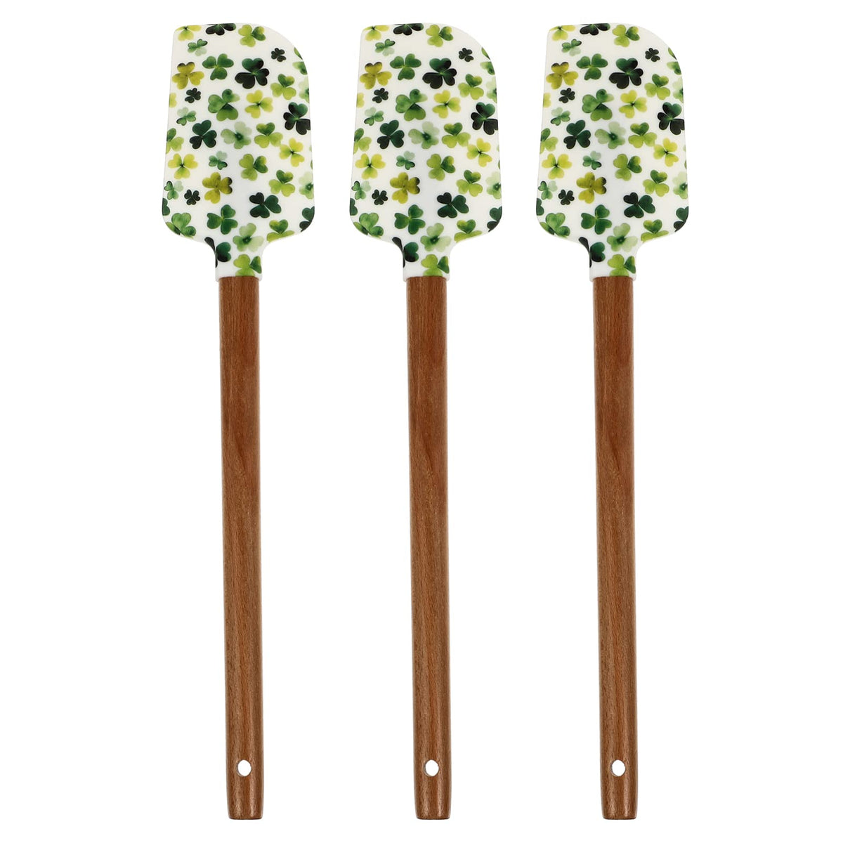 3Pcs St. Patricks Day Silicone Spatula Cake Decorating Spatula With Wooden Handle For Irish Baking Shamrock Kitchen Cooking Supp