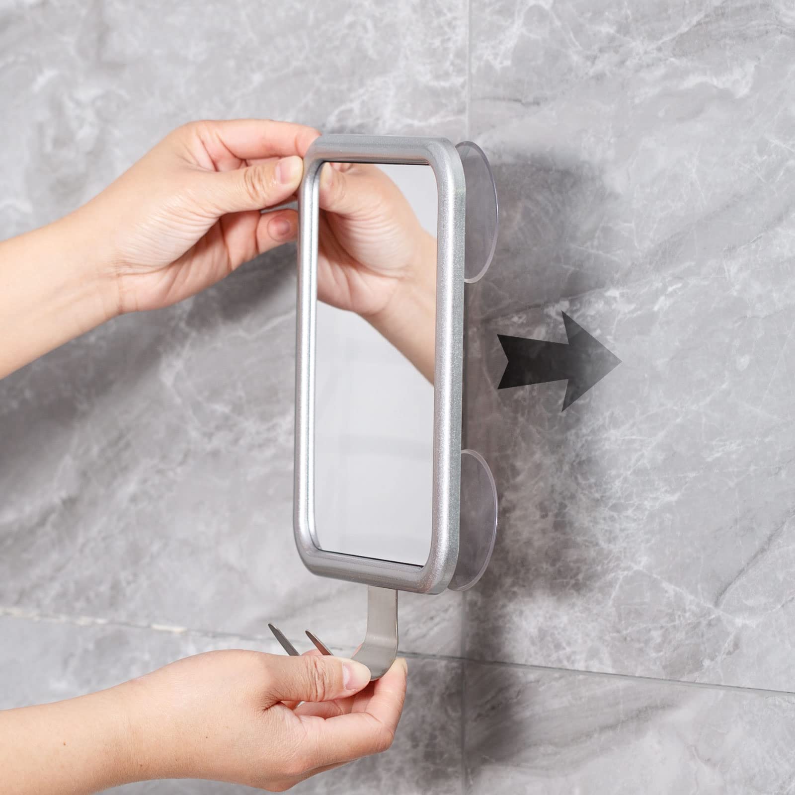 Ettori Shower Mirror Fogless For Shaving- With 4 Suctions, Anti Fog Mirror For Shower, Bathroom, Vanity, Bathtub, Razor Holder F