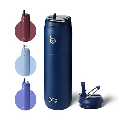 BOTTLE BOTTLE Stainless Steel Water Bottle with Straw and Lid 32oz Vacuum Insulated Water Bottle Stay Cold for 24 Hrs  Hot for 12 Hrs  Leak-Proof Wide Mouth Water Bottles for School indigo blue