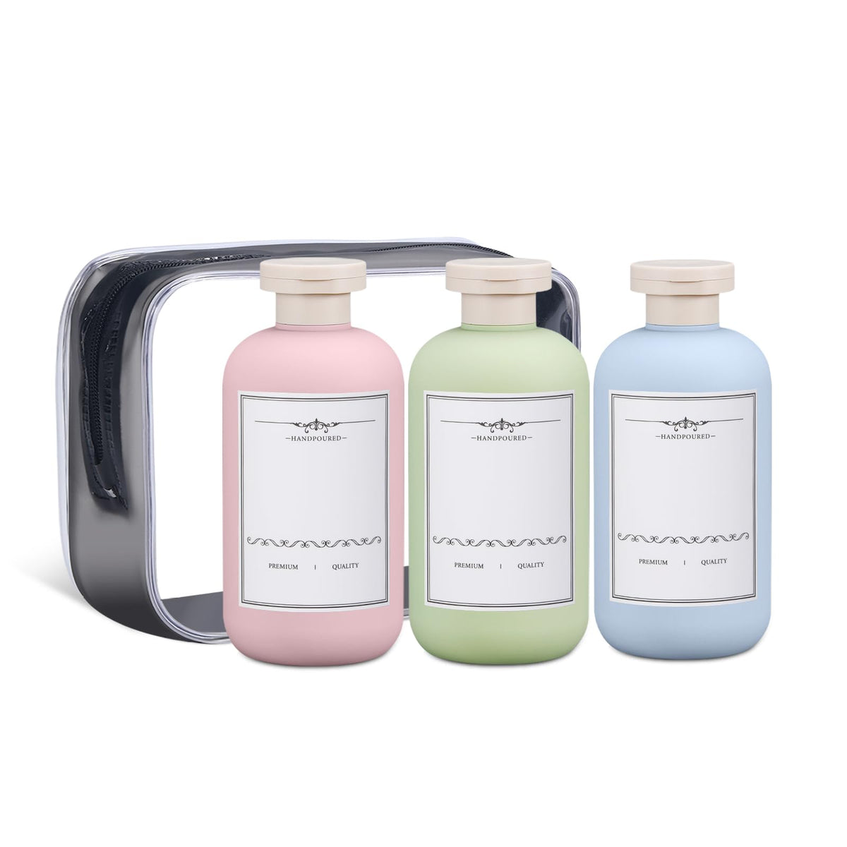 Asevat 10 Oz Plastic Leak Proof Travel Bottles For Toiletries, Plastic Travel Size Containers, Shampoo And Conditioner Bottles P