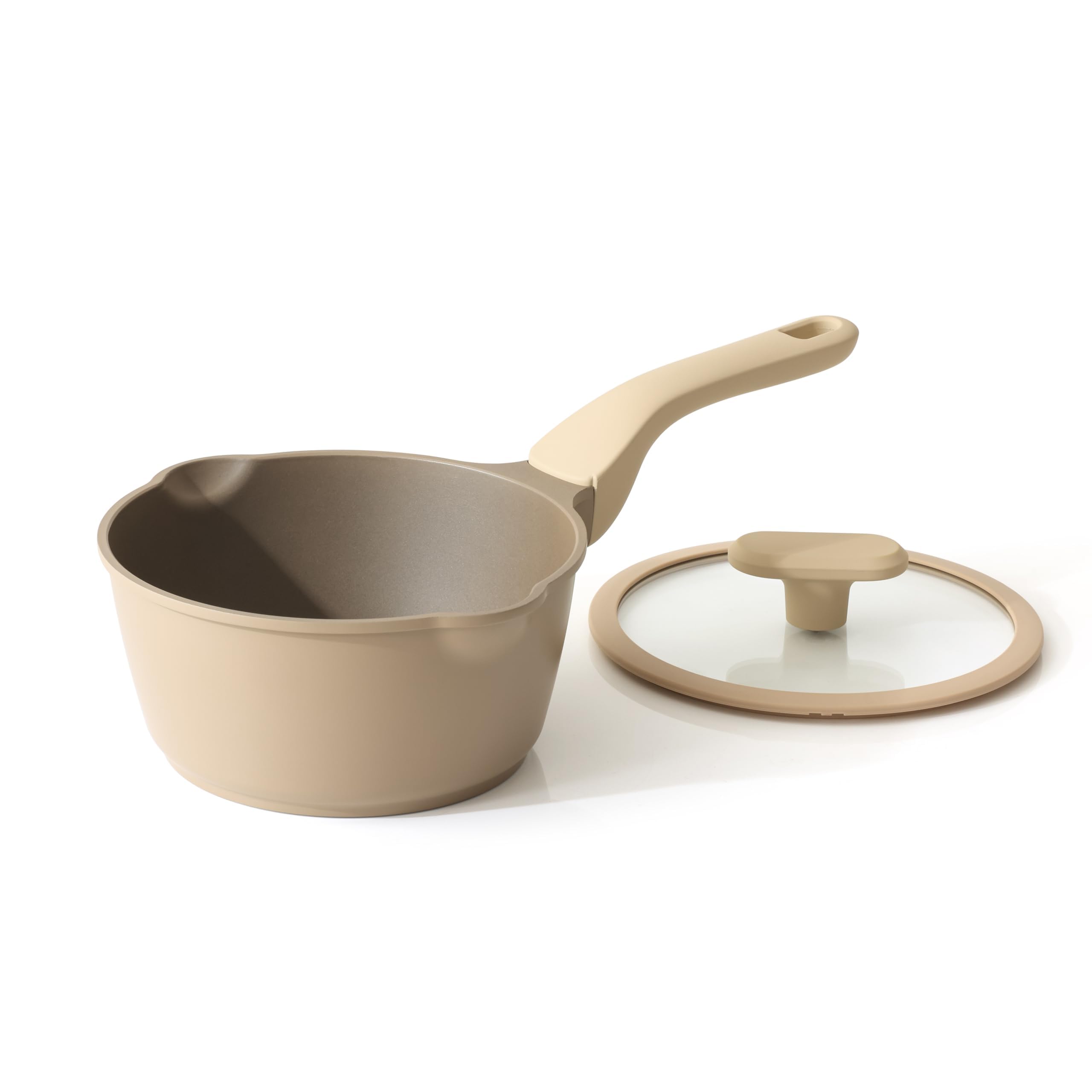 PRICUSIS Nonstick Saucepan with Lid, 2.7 Quart Sauce Pan, Healthy Sauce Pot with Pour Spouts for Multipurpose Use, PTFE, PFOA Fr
