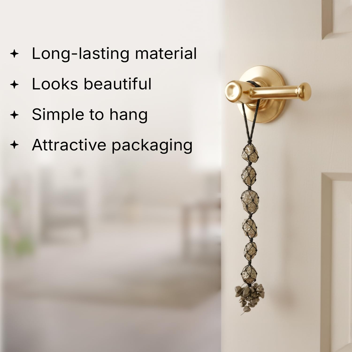 Astrotalk Pyrite Latkan Wall Hanging 22cm | Vastu Wall Decor Item with Natural Pyrite Stone | for Wealth, Protection & Positive Energy | Home Decor for Living Room, Bedroom & Mandir
