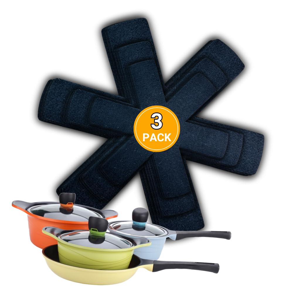 Pot And Pan Protectors Set Of 3 And 3 Different Separators Pad Pot Dividers Anti-Slip Pad For Stacking And Protecting Cookware A