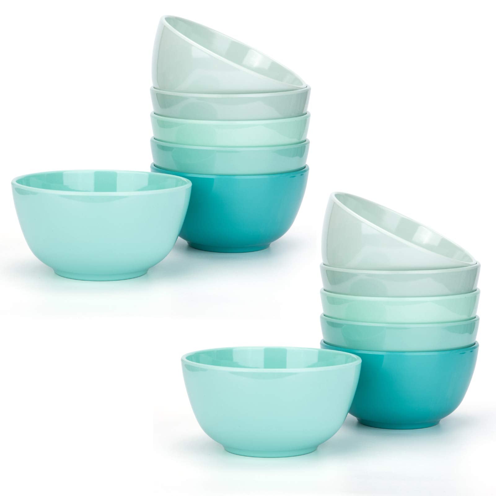 Kx-Ware 28-Ounce Melamine Bowls Set, 6-Inch 100% Melamine Cereal/Soup/Salad Bowls, Set Of 12 In Cool Assorted Colors