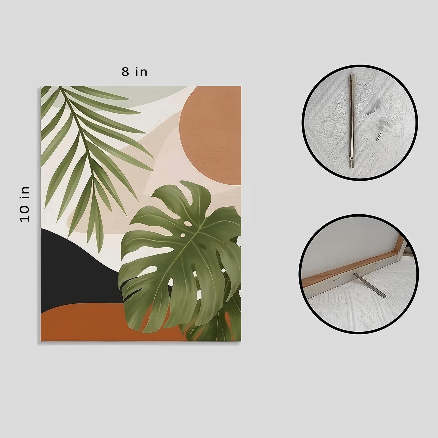 LiTiu Abstract Boho Tropical Monstera Palm Leaves Mid Century Modern Framed Wall Art Canvas Prints Decor 11x 14Set of 3 Minimalist Geometric Boho Decorations For Home Girls Bedroom Bathroom Office