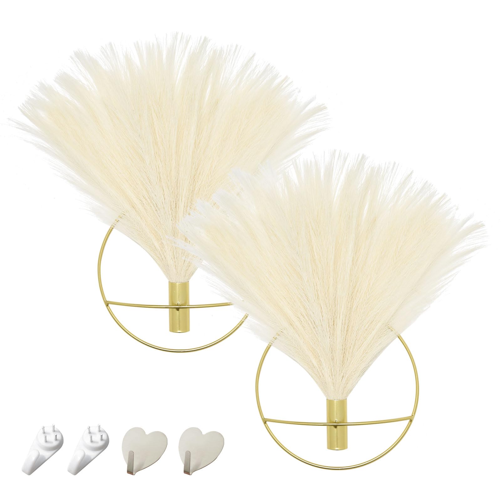 Pretty Jolly Boho Wall Decor, Wall-Mounted Metal Wall Decor, Hanging Artificial Pampas Display, Wall Art Living Room, Bedroom, B