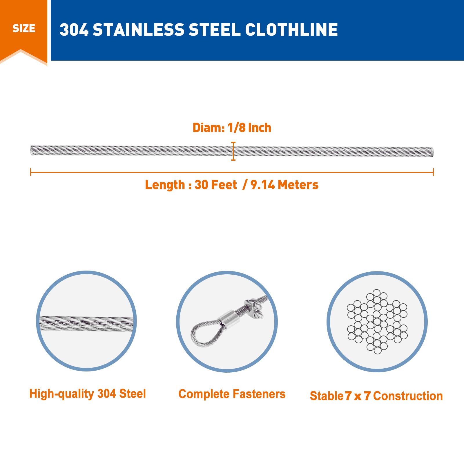 Magzo Stainless Steel Clothesline Portable Detachable Laundry Wire Vinyl Coated Clothesline Wire Kit With Tightener System Hangi