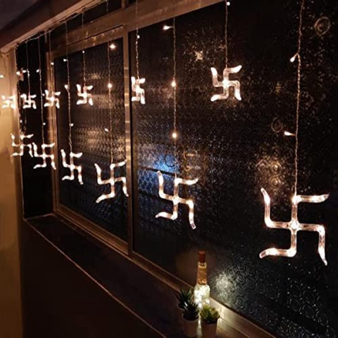 Gesto 8 Feet 12 Swastik Light for Decoration  8 Flashing Modes Swastik Light for mandir | Window Swastik Led Lights for Door En
