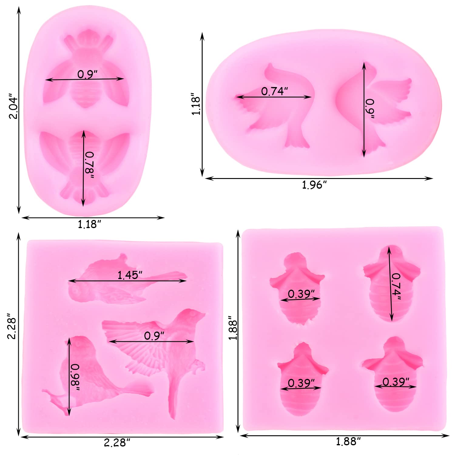 Mujiang Bumble Bee Silicone Mold Bird Fondant Molds For Cupcake Topper Cake Decorating Candy Polymer Clay Chocolate Gum Paste Se