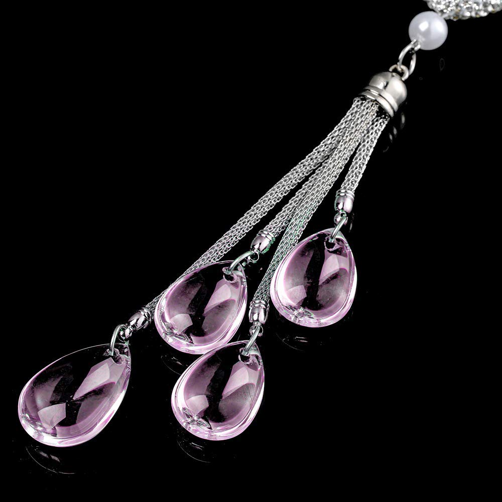 TZnyly Pink Star Rhinestone Rearview Mirror Hanging Ornaments Car Decor Accessories For Women