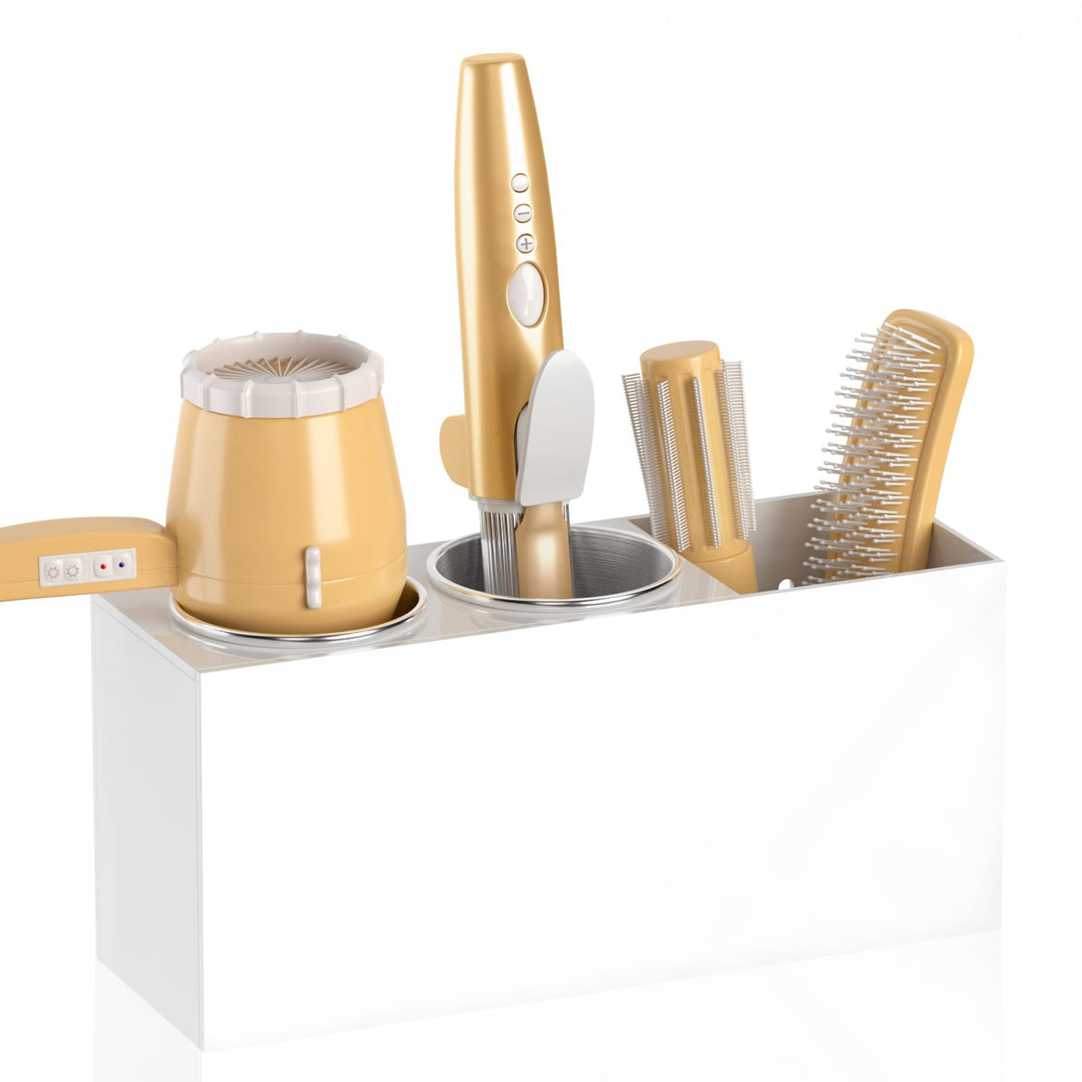 Niubee Wall Mount Hair Styling Tool Organizer - Bathroom Cabinet Holder For Blow Dryers, Flat Irons, Curling Irons - White
