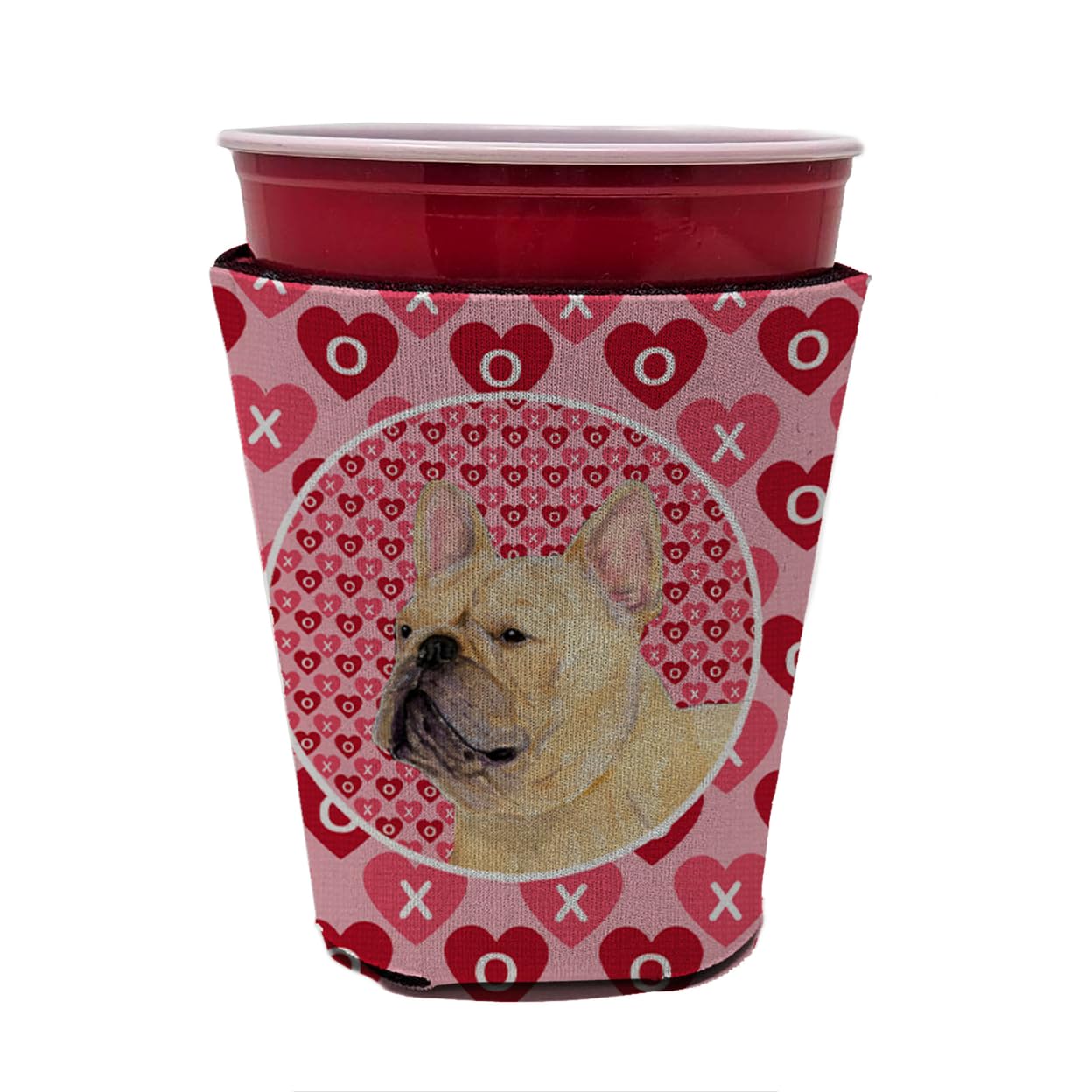 Caroline'S Treasures Ss4485Rsc French Bulldog Hearts Love And Valentine'S Day Red Cup Hugger Cup Cooler Sleeve Hugger Machine Wa