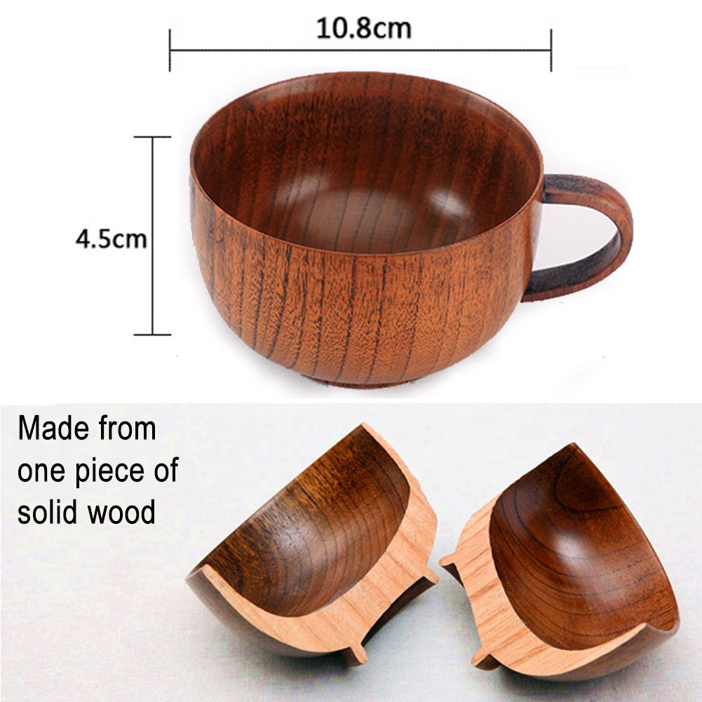 Cospring Handmade Wood Bowl, Mug, For Rice, Soup, Dip, Coffee, Tea, Decoration (1Pc Jujube Cup, 4-1/4 Inch Dia By 1-3/4 Inch Hig