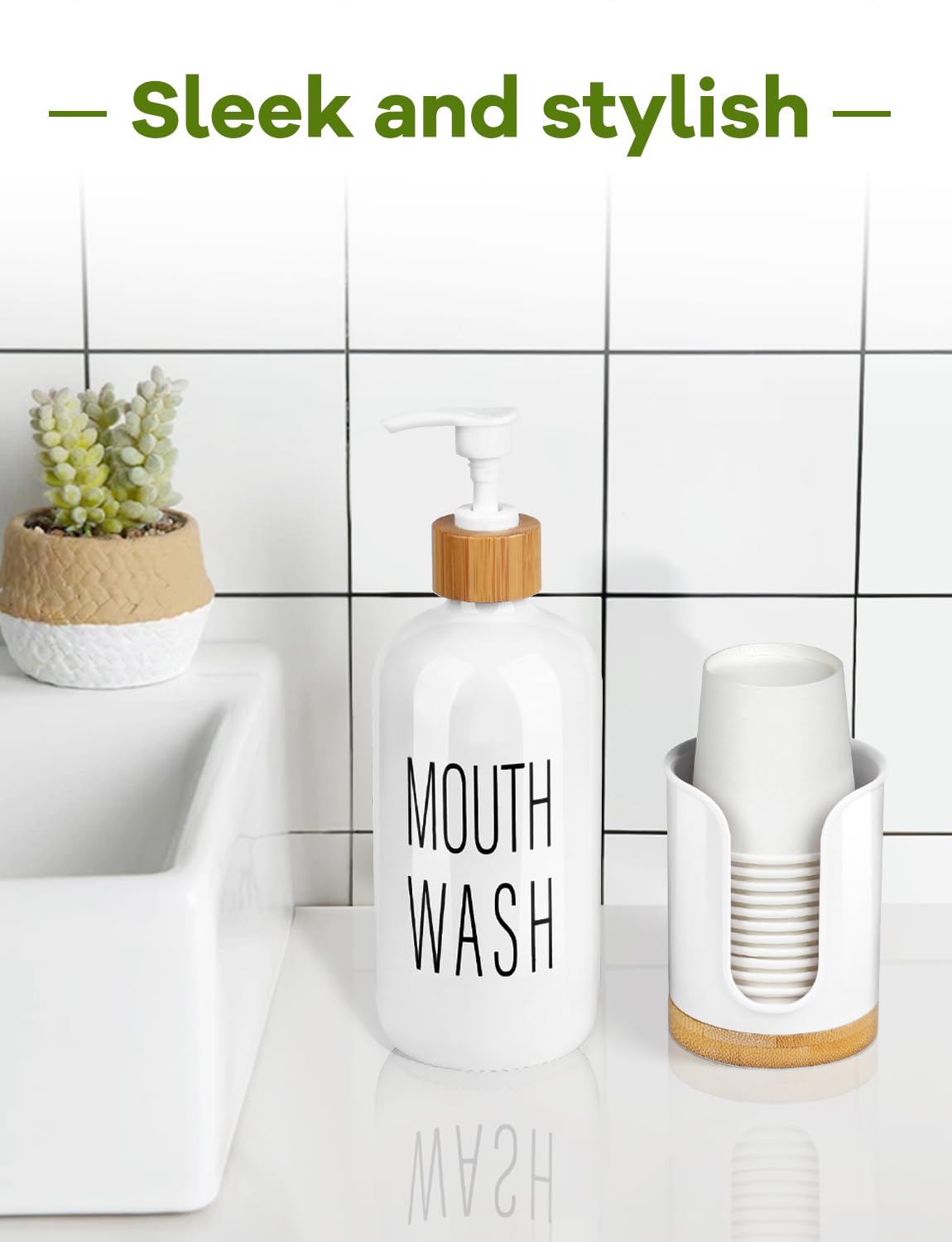 Bathroom Cup Dispenser - Small Cup Holder For Dixie 3 Oz Bathroom Cups, Mouthwash Cups, 3 4 Ounce Cup Dispenser - Pc/Bamboo, Whi