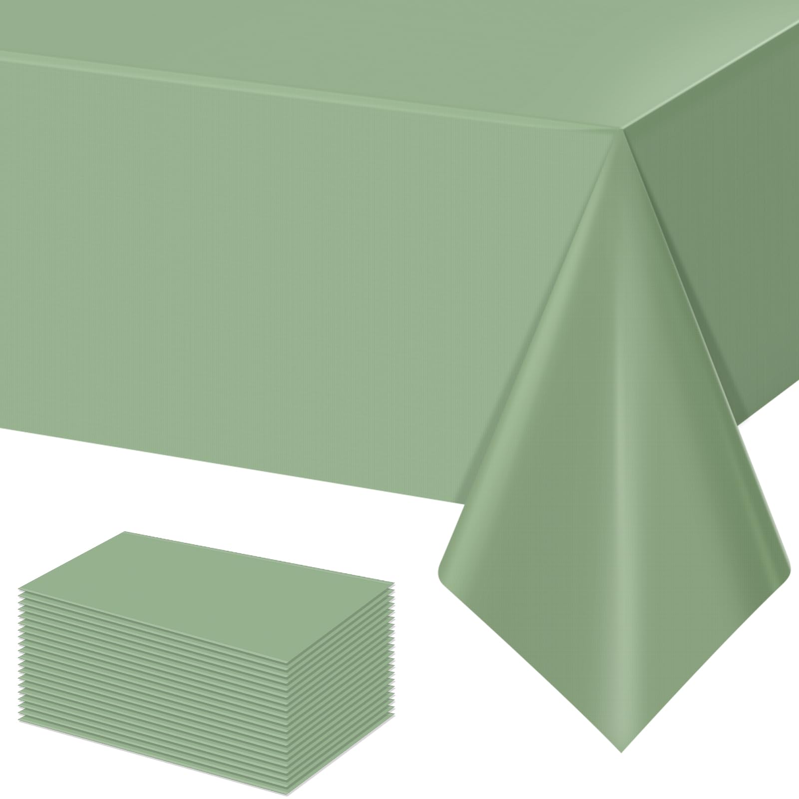 20Pack Sage Green Plastic Tablecloths for Rectangle Tables,Light Green Disposable Tablecloth,Waterproof Sage Green Table Cover f